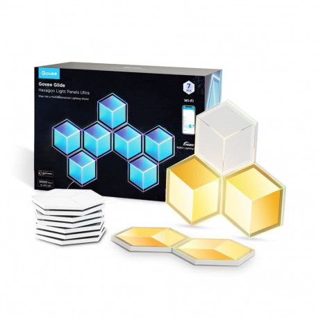 Govee kuusnurksed LED-valguspaneelid H606A Glide Hexagon Light Panels Ultra, 7 tk, RGBIC, 2.4GHz Wi-