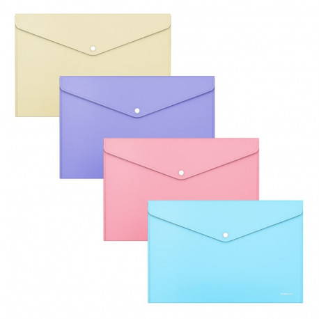 Envelope folder ErichKrause Fizzy Pastel, A5+, 140 mcm, opaque, assorted colors (12 pcs in a bag)