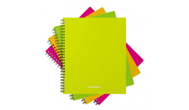 Wirebound notebook ErichKrause, Accent, assorted, А4, 80 sheets, squared, plastic cover, elastic clo