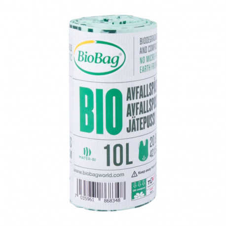 Prügikott 10L (420x540mm) 15 mic biolagunev komposteeritav BIOBAG 20tk