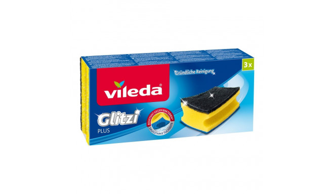 Cleaning Sponge - Vileda Glitzi Plus Profiled 3 pcs Yellow, Black, Blue