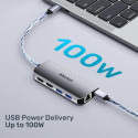 Active Hub - UNITEK USB-C 2X HDMI 4K, RJ45, PD 100W Grey