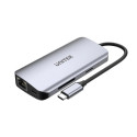 Active Hub - UNITEK USB-C 2X HDMI 4K, RJ45, PD 100W Grey