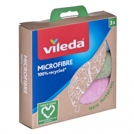Microfibre Cloths - Vileda 3 Pcs 100% Recycled, White