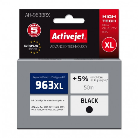 Ink Cartridge - Activejet Ah-963brx Black 2100 Pages 50ml