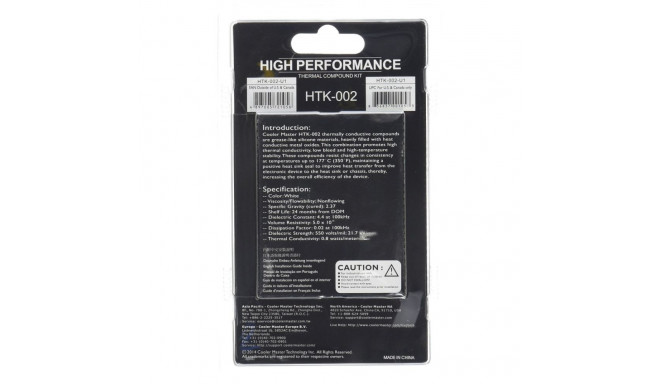 Thermal Paste - Cooler Master HTK-002 0.8 °C/W White