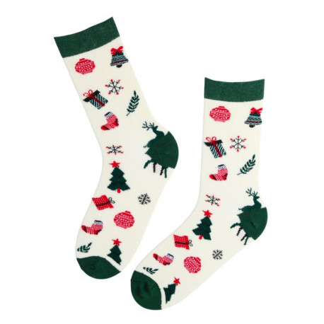 SOKISAHTEL LEONHARD valged jõulumustriga puuvillased sokid 446