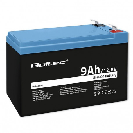 LiFePO4 battery 12.8V, 9Ah, 115.2Wh, BM