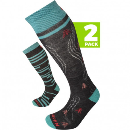 Wo S2MWC Ski Mid Charcoal/Turquoise sokid 2 paari - M