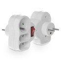 PremiumCord Splitter socket 2 × flat + 1x round with switch 230V, white