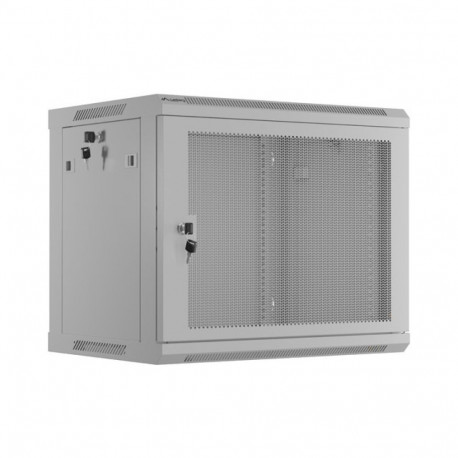 RACK CABINET 19" WALL-MOUNT 9U/600X450 (FLAT PACK) WITH PERFORATED DOOR GREY LANBERG