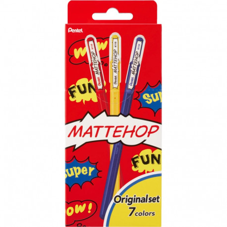 Pentel K110-V7STA Mattehop Gel Roller 1mm Original  set of 7