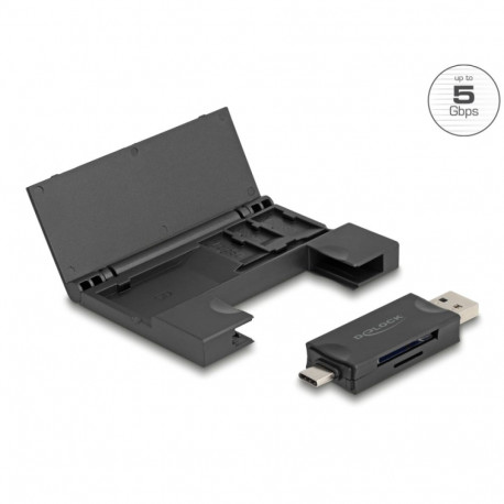 Delock Card Reader USB 5 Gbps USB Type-C™ / Type-A for SD and Micro SD memory cards with practical m