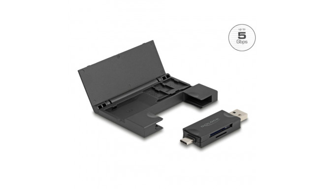 Kaardilugeja USB-A - USB-C, SD / Micro SD, kaardi taskuga