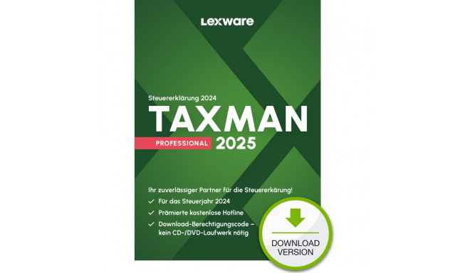 "Lexware TAXMAN Professional 2025 - 1 Device, bis zu 50 Steuererklärungen - ESD-DownloadESD"