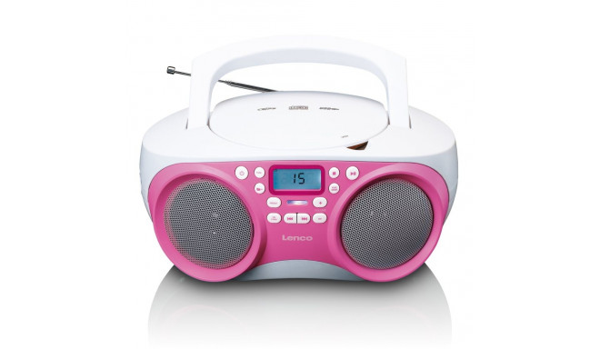 Portable FM radio CD, MP3 and USB player Lenco, pink-white