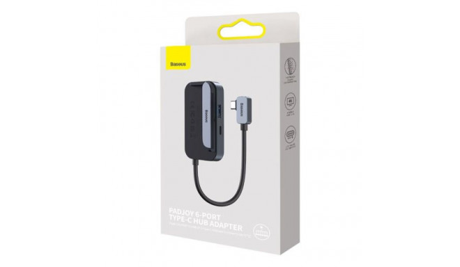 Baseus HUB for Smartphones and Tablets PadJoy 6-in-1 (USB 3.0, HDMI 2.0 4K 30Hz, Type-C female 100W,