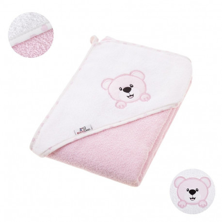 Bocioland bath cover (100% Cotton) 100x100 pink, bear