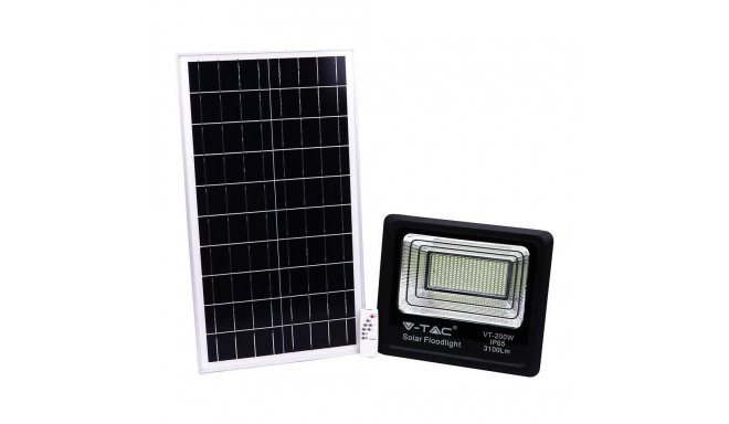 V-TAC 40W Must IP65 Päikesepatareiga LED Prožektor, Puldi ja Taimeriga, VT-200W 4000K 3100lm