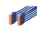 DIGITUS CAT 6 S/FTP Patchkabel, 10 StĂĽck, 3m, blau
