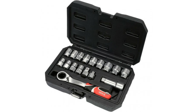 YT. Mutrivõtmete Komplekt 17-osaline 3/8"/1/2" SPLINE LÄBI
