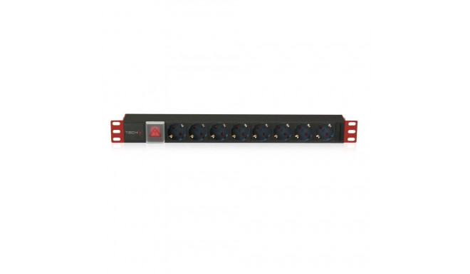 Techly I-CASE STRIP-81UD power distribution unit (PDU) 8 AC outlet(s) 1U Black, Red