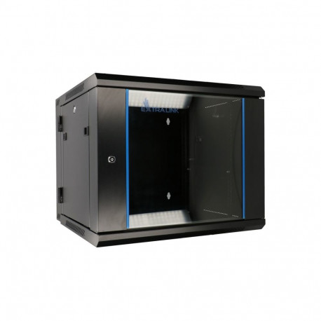 Extralink rackkapp AZH 9U 600x600 seinale paigaldatav pööratava uksega, must