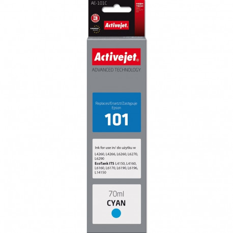 Activejet AE-101C Ink Bottle (Replacement Epson 101; Supreme; 70 ml; Cyan)