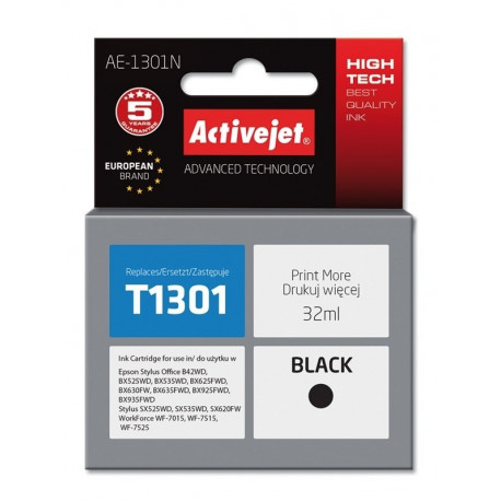 Activejet AE-1301N tindikassett (asendus Epson T1301; Supreme; 32 ml; must)