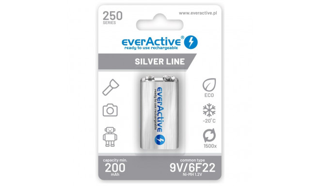 Rechargeable batteries everActive Ni-MH 6F22 9V 250 mAh Silver Line