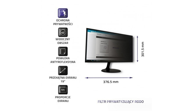 Qoltec 51053 ekraani privaatsusfilter 48,3 cm (19")