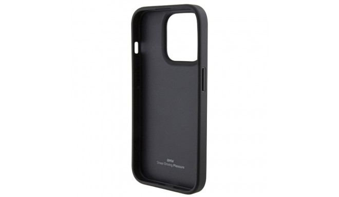 Case BMW BMHCP15X22RDPK iPhone 15 Pro Max 6.7" must kõvakaaneline nahkse tekstuuriga ja triibuline