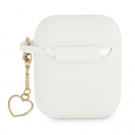 Guess GUA2LSCHSH AirPods cover white Silicone Charm Heart Collection