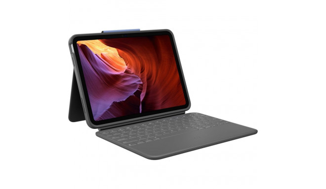 Logitech Rugged Folio, Keyboard Case for iPad (10th Gen. & A16), QWERTY US International Layout - Gr