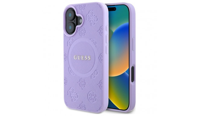 Guess GUHMP16SPSAPSMEU iPhone 16 6.1" lilla Saffiano Peony Classic Logo MagSafe kõvakorpus
