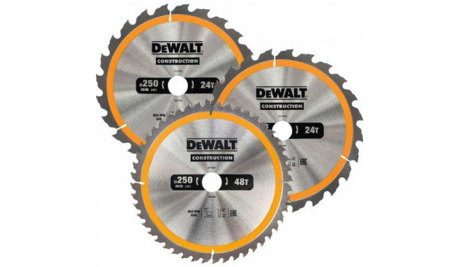 DEWALT CIRCULAR SAW EX SET. 3 pcs. 250mm 2x24z, 1x48z