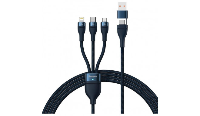 Baseus USB-kaabel USB-A + USB-C – USB-C + microUSB + Lightning 1,2 m tumesinine (CASS030103)