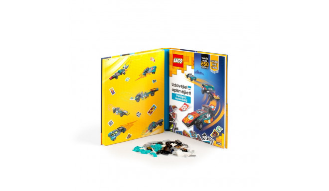 LEGO ICONIC tegevusraamat "Ehita ja kleebi: kohandatud autod" läti keeles