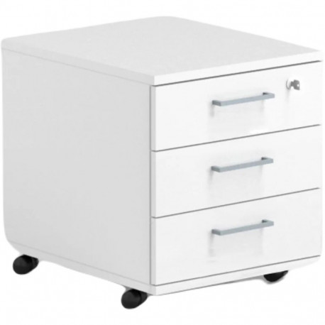 Drawer box on wheels OPTIMA 415x500x510mm with 3 drawers white