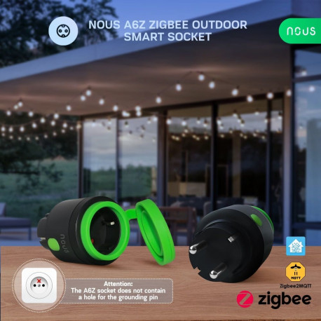 Nutipistikupesa ZigBee, 230Vac 16A, suletud IP44, energiamõõtmisega, TUYA / Smart Life