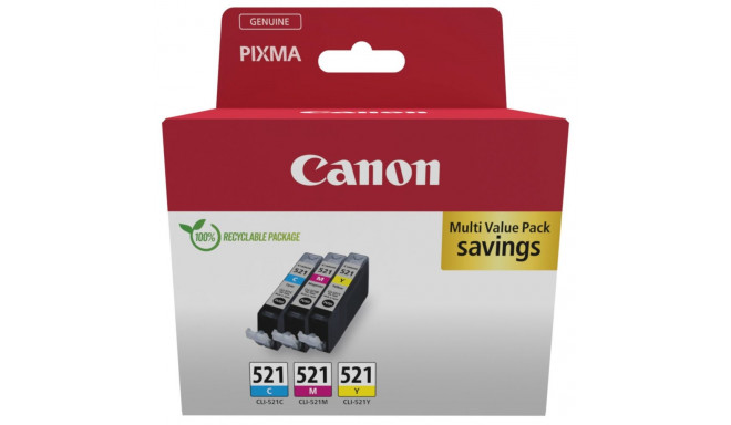 Canon CLI-521 tindikassettide komplekt, 3 värvi