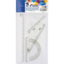 Koolikomplekt (joonlaud 20cm, kolmnurgad 45` ja 60`, mall) läbipaistev, Centrum