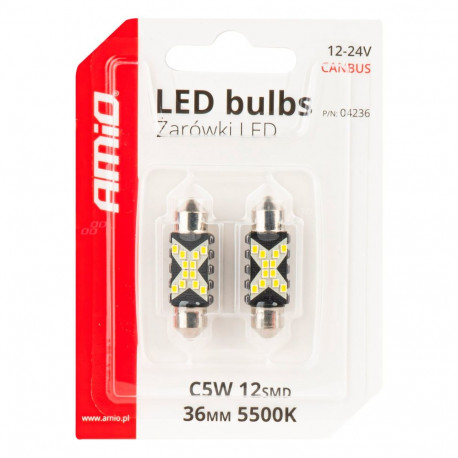Led pirnid 2tk 12SMD C5W 2016 36mm 12/24