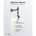 Single Flex monitor mount, black for curved and flat monitors between 17 and 32 inches (43-81 cm) up