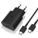 Samsung EP-TA800EBE adaptiivne 25W USB-C 2A kiire laadija + USB-C 1m kaabel must (OEM)