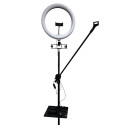 iLike S14 LED 30W Selfie 36cm Ring Light Lamp + Tripod Stand 2.1m + Shelf & 3x phone / Mic Holder Bl