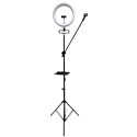 iLike S12 LED 20W Selfie 31cm Ring Light Lamp + Tripod Stand 2.1m + Shelf & 3x phone / Mic Holder Bl