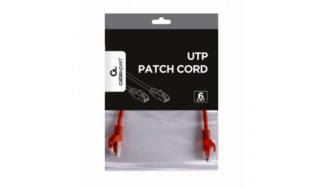 PATCH CABLE CAT6 UTP 0.25M/RED PP6U-0.25M/R GEMBIRD