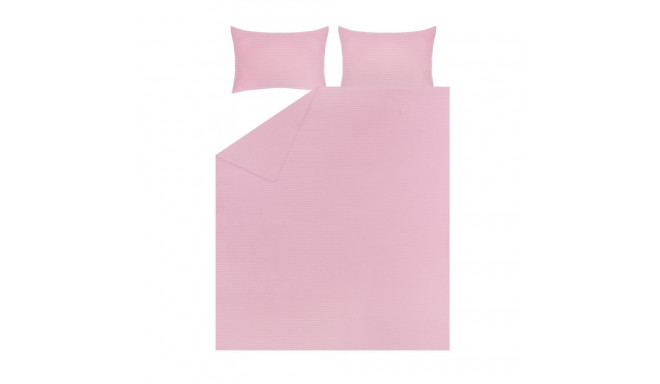 BED COV SET STRIPED SATEEN PINK 160X200