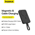 Baseus MAGSAFE MINI TYPE-C KABLOLU WIRELESS POWERBANK 10.000 MAH 30W SIYAH Lithium 10000 mAh Black